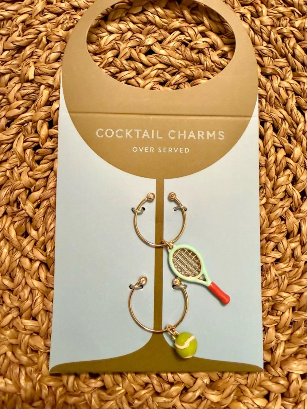 Anthropologie Over Served Tennis Cocktail Charms Set of 2